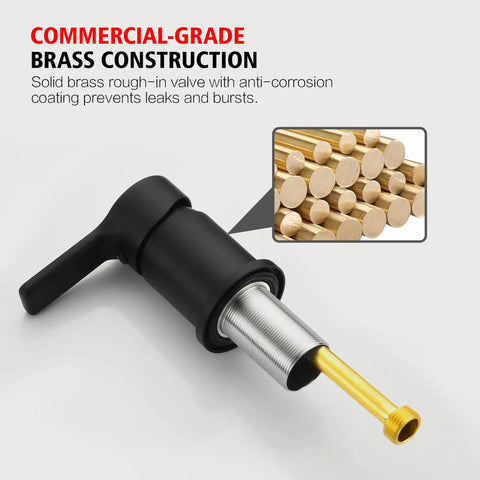 Commercial-grade brass construction of Matte Black Roman Bathtub Faucet For 3 Hole Deck Mount Installation and brass handheld