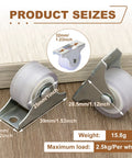 Product dimensions of 1 Inch Mini Caster Wheels Set 8 Pieces Fixed Silent Non Swivel Thickened Rubber Castors With Metal Top Plate.