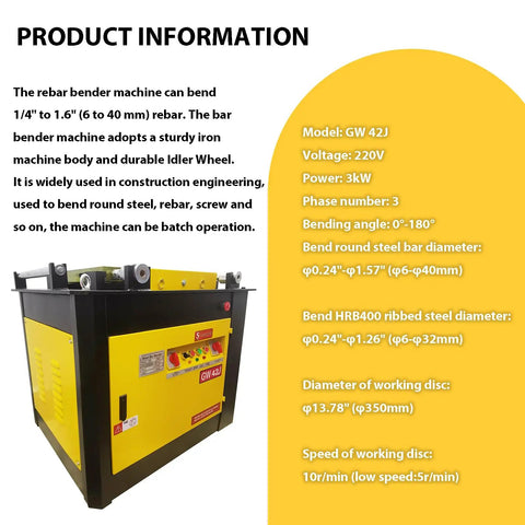 Heavy Duty Automatic Rebar Bender Machine For Steel Rods And Metal Bars 0 To 180 Adjustable Bending Angle with control panel