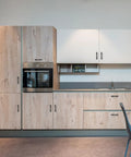 Modern kitchen with Dope 30 Pack 6 Inch Matte Black Cabinet Pulls With Round Base For Kitchen Cabinets And Cupboards on wood doors.