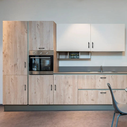 Modern kitchen with Dope 30 Pack 6 Inch Matte Black Cabinet Pulls With Round Base For Kitchen Cabinets And Cupboards on wood doors.