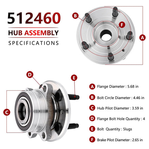512460 Front Or Rear Wheel Hub Bearing Replacement For 2011 2019 Ford Explorer And 2013 2019 Police Interceptor Utility Specifications