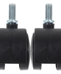 2 Pack Black Stem Caster Wheels Replacement For Laundry Racks And Under Bed Storage, heavy duty plastic and iron, front view