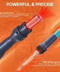 Two-In-One Soldering Iron And Hot Air Rework Station Kit showing 560W hot air gun and 90W ceramic soldering iron.