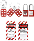 Lockout Tagout Kit With Hasps, Red Loto Locks, And Two Padlocks With Keys For Electrical Lockout Safety, group lockout hasps, tags