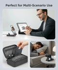 Man using 3 In 1 Magnetic Wireless Charger for iPhone MagSafe Apple Watch and AirPods in office and travel setup