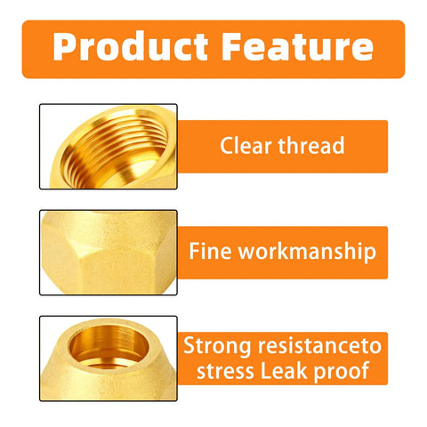 Grease Monkey Approved 10 Piece Beefy Brass 45 Degree Flare Tube Fittings showing clear thread, fine workmanship, and leak proof design.