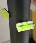 Magnetic Small Bubble Levels, multifunctional folding spirit level attached to a metal pole with high visibility vials.