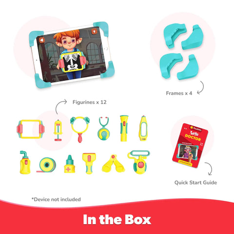 Tech Powered Doctor Kit For Kids Tacto Doctor Interactive Pretend Playset With 12 Tools And 3 Games STEM Learning Toy For Ages 4 To 10 Roleplay Gift For Boys And Girls Tablet Not Included, in-box contents