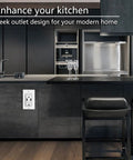 Twenty Pack White 15 Amp Tamper Resistant Wall Outlet With Dual 4.2A USB Ports 21W Sweet Charging Speeds ETL Certified showcased in modern kitchen.