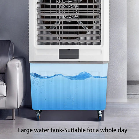 Sweat Proof Chill Premium Portable Evaporative Air Cooler With Three Speed Settings And Built In Digital Timer Includes Reusable Ice Packs For Instant Beast Mode Windowless Cooling Inside Any Room Or Office Setup, showcasing large water tank.