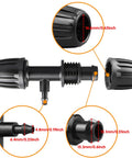 Detailed view of connector from 1/2 Inch Drip Irrigation Fittings Kit, 20 Piece DIY Set For Barbed Tees End Caps Valves Elbows Reducing Tees