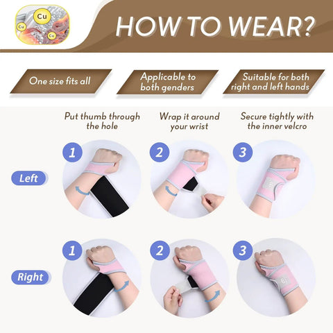 Two Pack Copper Wrist Braces For Carpal Tunnel Pain Relief Arthritis And Tendonitis Adjustable All Day Comfort Support Wraps Instructions