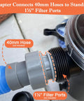 Universal Pool Hose Conversion Adapters Kit 40mm To One And A Half Inch Four Pack for connecting hoses to filter ports