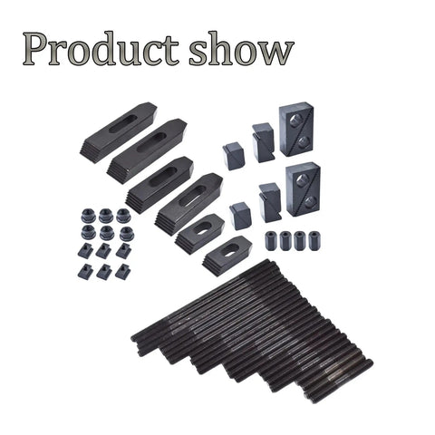 Heavy Duty T Slot Clamp Kit Set With 58 Pieces Half Inch And Three Eighths Inch Stud Clamps Hold Down Clamps In Steel display