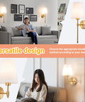 Battery Operated Wall Sconces Set Of 2 With Rechargeable Magnetic Bulbs, RGB Dimmable Wireless Bedroom Lights Up To 50 Hours Runtime, Sleek Brass Remote Fixture For Plug Free Space Glow Ups And Daily Vibe Decor, showcased in versatile home settings.