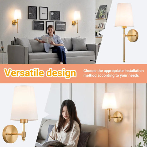Battery Operated Wall Sconces Set Of 2 With Rechargeable Magnetic Bulbs, RGB Dimmable Wireless Bedroom Lights Up To 50 Hours Runtime, Sleek Brass Remote Fixture For Plug Free Space Glow Ups And Daily Vibe Decor, showcased in versatile home settings.