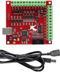 Mach3 USB Motion Controller Board for 4 Axis CNC Machines, 100KHz Pulse Frequency shown with USB cable