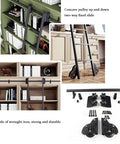 Rock Solid Ladder Sliding Hardware Kit With 20 Foot Barn Door Rail And Floor Casters, durable wrought iron components and sliding mechanism.