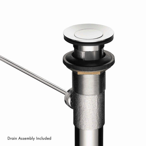 Focus Modern Upgrade Easy Clean One Hole Bathroom Sink Faucet In Brushed Nickel With Ceramic Cartridge Low Flow Water Saving Design Sleek Single Hole Tap For Modern Bathrooms Model 04370820 drain assembly close-up