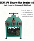 Intbuying Electric Pipe Tube Bender Roller Machine With 1.5Kw Power For Stainless Steel And Mild Steel Bending, front view, heavy-duty construction.