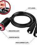 All In One Engine Diagnostic Kit With Heavy Duty Remote Starter Switch showing coiled 5 ft leads, starter switch, and clips.