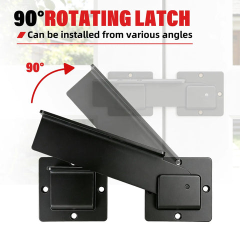 Easy As Pie Setup Heavy Duty 9 Inch Reversible Door Latch With Padlock Hole visible from 90 degree angle for adjustable installation.