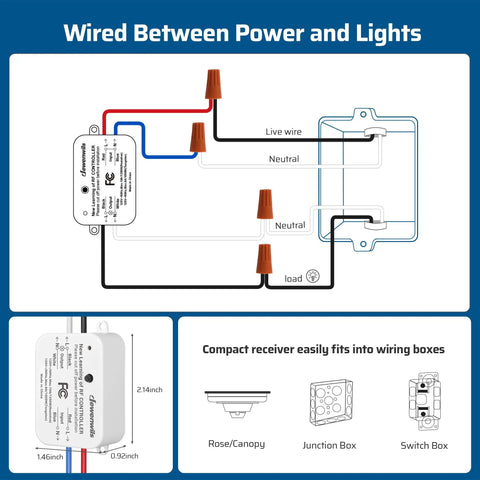 Wiring diagram of Wireless Remote Light Switch Kit With Expandable Wall Modules No Wiring Required No WiFi Needed 100 Ft RF Range.