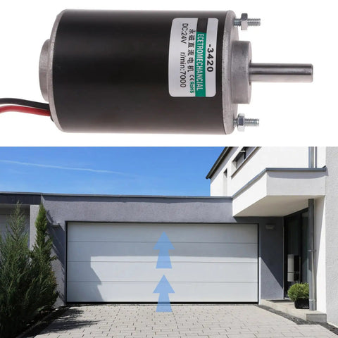 Industrial Grade 30W High Speed Permanent Magnet Motor With Reversible CWCCW Gear For Diy Candy Floss Machines And Small Cutting Tables. Close-up of black motor with wire connection.