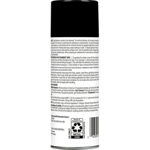 Back view of Adhesive Remover Spray 12 Oz Quick Dissolve Tape Residue Tar Wax And Glue For Glass Vinyl And Auto Paints Low VOC