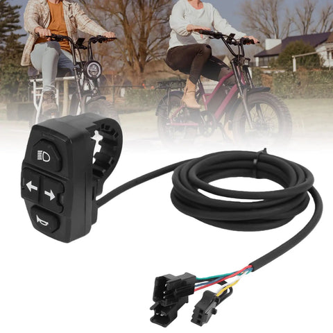 3 In 1 Electric Bike Handlebar Switch for E Bikes and Scooters Waterproof ABS Multi Function Headlight Horn and Turn Signal