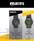 Sirius L Wrist Dive Computer Watch Style Lightweight High Performance Underwater Navigator For Recreational Divers Comparison