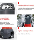 Heavy Duty Submersible Utility Sump Pump Delivers Knockout Water Flow showing large handle and thermoplastic housing design.