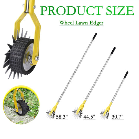 Rotary Lawn Edger With 58 Inch Adjustable Handle A Real Workhorse For Clean Edges Along Sidewalks And Driveways shown in three sizes