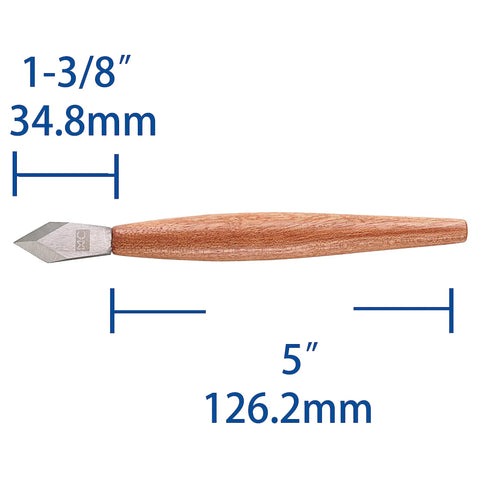 Top Shelf Marking Knife For Serious Woodworking, 5 inch high speed steel double bevel blade on solid rose wood handle.