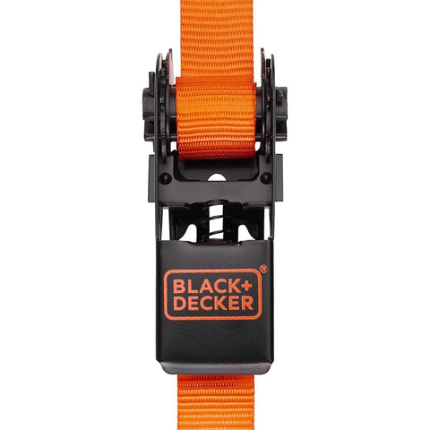 Close-up of Top Shelf Ratchet Tie Down Straps 1 Inch By 10 Feet 4 Pack with quick grip mechanism and vibrant orange strap.