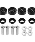Bling License Plate Fasteners Kit with Rhinestone Caps and Screws, black bolt covers, washers, and nuts for universal vehicle fit