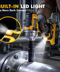 High Torque 1/2 Cordless Impact Wrench Replacing Dewalt Dcf894b with built-in LED light in use on metal pipe.