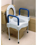 Tall-Ette Elevated Toilet Seat With Extra Wide Seating Surface And Adjustable Aluminum Legs in bathroom setting