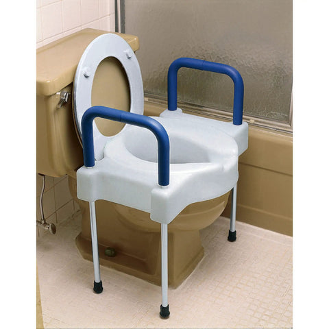 Tall-Ette Elevated Toilet Seat With Extra Wide Seating Surface And Adjustable Aluminum Legs in bathroom setting