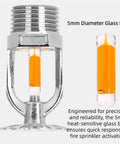 Heavy Duty Two Pack Sidewall Fire Sprinkler Heads With Slick Chrome Finish And One Half Inch Threads Rated 57 Celsius 135 Fahrenheit showing 5mm glass bulb.