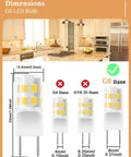 G8 Led Bulb Dimmable 3W T4 Led Bulb with size comparison to other bases in a kitchen setting, emphasizing under cabinet lighting.
