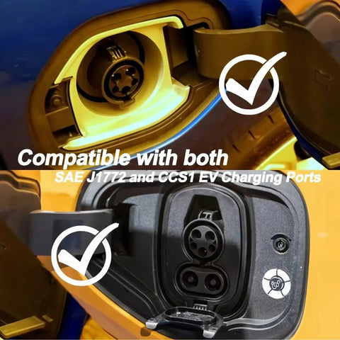 Top Shelf Heavy Duty Level Two EV Charging Cable Type Two Male To Type One Female Mode Three Electric Vehicle Adapter 32 Amp 7 Kw Power Delivery Sixteen Feet Go Getter Cable For J1772 Plug In Vehicles charging ports compatibility image.