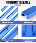 Product details of Six Piece T Track Kit For Woodworking With Screws 48 Inch Aluminum Universal T Rail Track Double Cut Profile With Predrilled Mounting Holes For Drill Press And Router Tables Blue