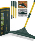 Beefy Turf Rake With Steel Telescopic Handle, Adjustable From 32 To 55 Inches, 3 Piece Pole, Easy Storage Design, Bright Yellow