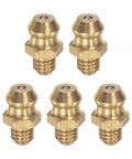 Five-piece Brass Straight Grease Fitting M5 X 0.8mm Thread Hydraulic Fittings Set for Gearheads and Machinery