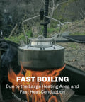 One Liter Lightweight Stainless Steel Camping Kettle on open fire, built tough for bushcraft and outdoor campfire use, portable tea pot.