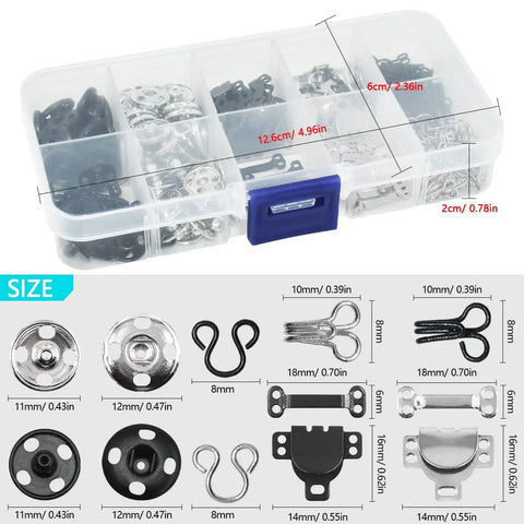 Must Have 100 Pairs Hook And Eye Set With Skirt And Bra Hooks And Eyes And Sew On Snaps In 3 Styles Silver And Black For DIY