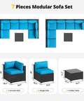 All Weather Wicker Outdoor Furniture Set, 7 Piece Sectional Sofas With Waterproof Cover, Rust Resistant Steel Frame layout
