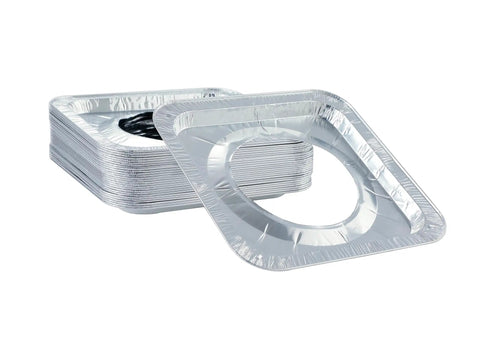 Stack of thick 8.5 inch gas burner liners 50 pack disposable aluminum foil stove burner covers to catch oil grease and food spills
